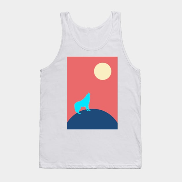 Wolf in the full moon night Tank Top by punderful_day